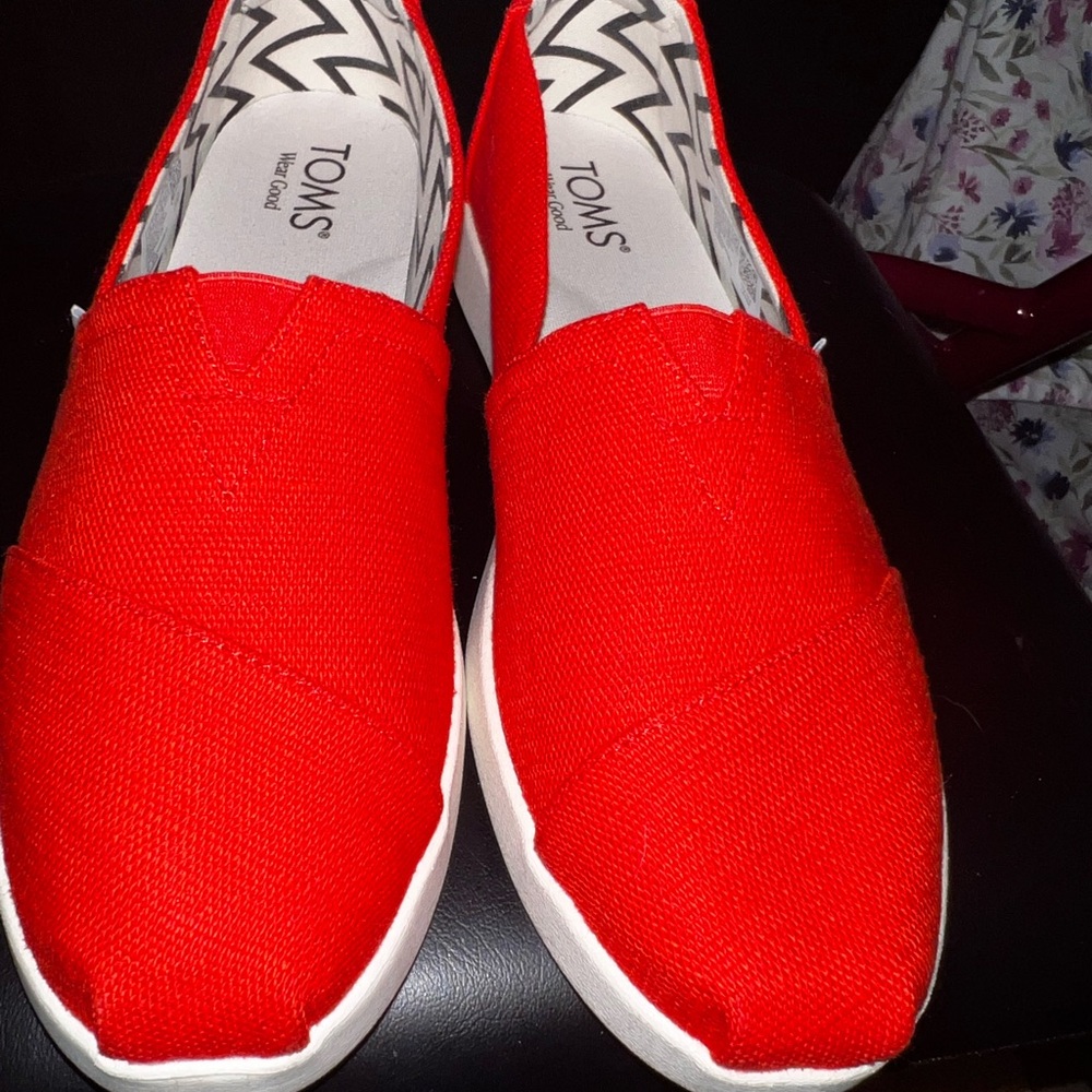 Toms Red Canvas Slip-On Shoes